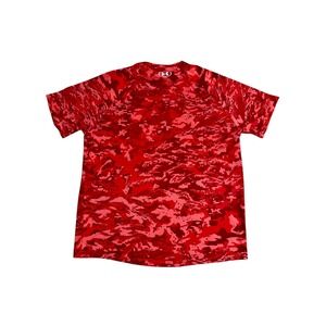 Under Armour Mens XL HeatGear Red Digital Camo Short Sleeve T-Shirt Loose Fit